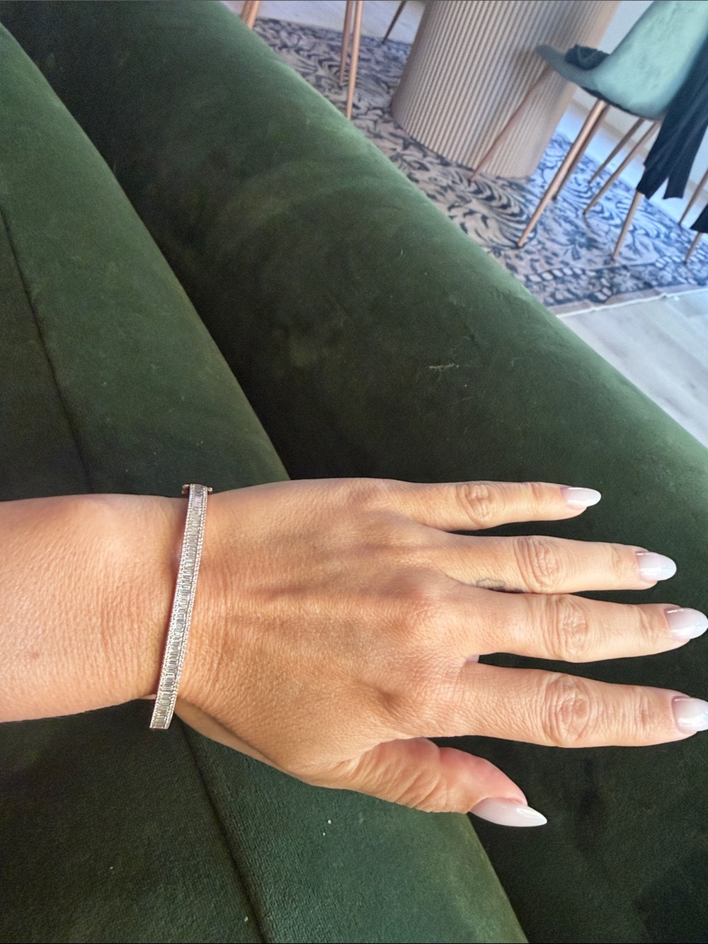 Elegant Rose Gold Diamond Baguette Bangle Bracelet - Women Jewelry